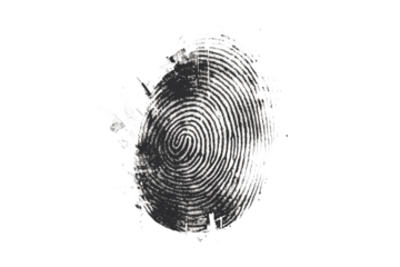 Inked fingerprint detail on paper surface isolated on transparent background