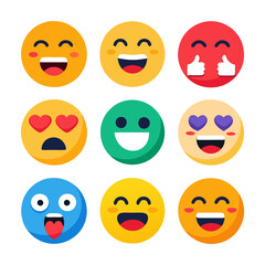 Collection of colorful emoji icons with diverse expressions