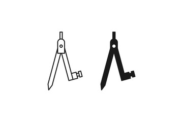 pencil compass icon line and flat