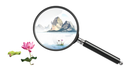 Magnifying glass zoom effect-different objects and scenes viewed through lens