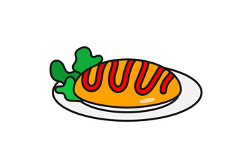 japanese food omurice icone flat design