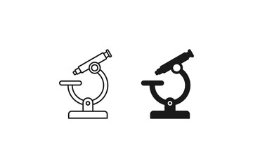 microscope icon line and flat