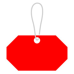 Red blank tag with string isolated on transparent background