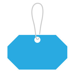 Blue tag with string isolated on transparent background