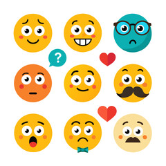 Collection of diverse emoji illustrations on a white background
