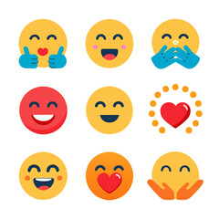 Collection of flat design emoji representing various emotions