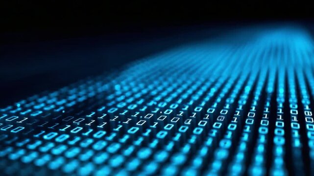 Digital data stream: A dynamic illustration showcases the flow of binary code in a data stream, conveying information in cyberspace.