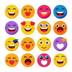 Fototapeta premium Collection of playful emoji icons on a clean white background