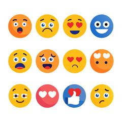 Collection of vector emoji icons expressing various emotions