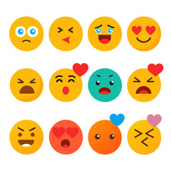 Fototapeta premium Variety of cartoon emoji expressions on a white background