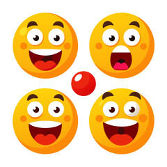 Cartoon smiley faces expressing different emotions, playful and fun