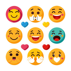 Collection of flat design emoji with various emotions