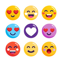 Collection of diverse emoji icons expressing positive emotions