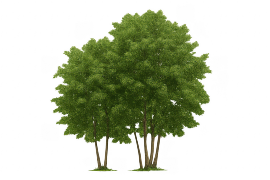 Green deciduous tree cluster with transparent background - Powered by Adobe