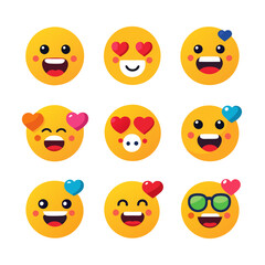 Collection of emoji characters on white background expressing different feelings