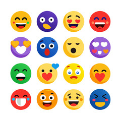 Diverse Emoji Collection Expressing Various Emotions on White Background