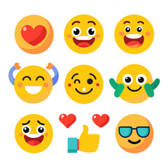 Collection of flat vector emoji icons on white background