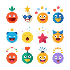 Collection of playful and colorful emoji face vector illustrations
