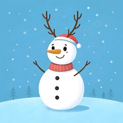 snowman with christmas tree
