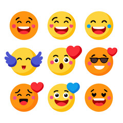 Collection of flat design emoji icons expressing various emotions