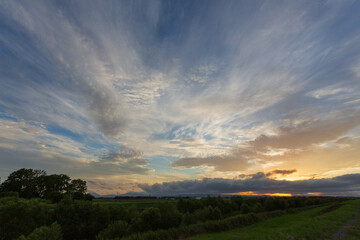 The evening glow scenery in Hokkaido