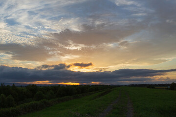 The evening glow scenery in Hokkaido