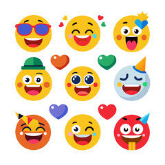 Collection of diverse emoji icons expressing different emotions
