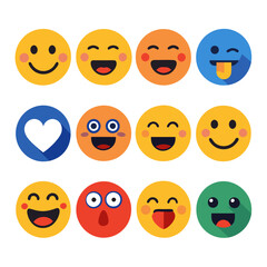 Collection of colorful emoji faces expressing different emotions