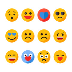Colorful assortment of diverse emoji icons expressing various emotions