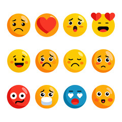 Collection of diverse emoji icons expressing various emotions