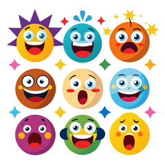 Diverse emojis showcasing various expressions against a white background