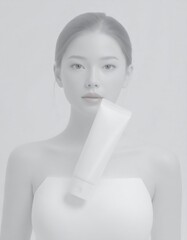 Woman with cream product