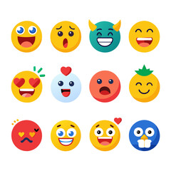Fototapeta premium Collection of flat design emoji characters with different expressions