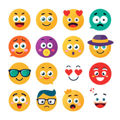 Obraz premium Collection of diverse emoji faces expressing various emotions