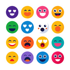Collection of colorful emoji icons representing various human expressions