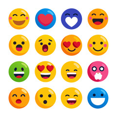 Emoji Face Icons Collection Diverse Emotions Flat Vector Design