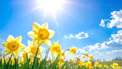 Sunny Spring Day With Daffodils