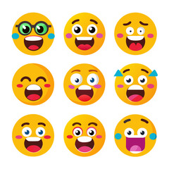 Collection of playful cartoon emoji faces in various expressions