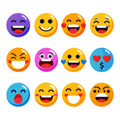 Diverse emoji set expressing various emotions on white backdrop