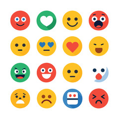 Fototapeta premium Collection of colorful emoji icons expressing various human emotions