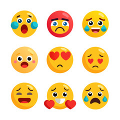 Collection of vibrant emoji faces displaying various emotional expressions