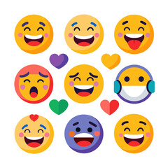 Variety of emotion icons isolated on white background