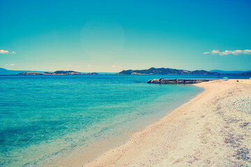 tropical beach with blue sky