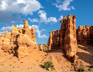 Fototapeta premium Desert sandstone formations under a blue sky