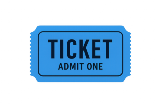 Blue ticket admit one pass for event entry