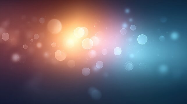 Ethereal Background with Colorful Bokeh Highlights in Soft Blue and Orange Gradient for Creative Design and Art Projects