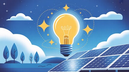 Bright future ahead with solar energy solutions and innovative ideas in sustainable technology, perfect for green initiatives and eco friendly campaigns