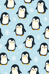 seamless pattern with penguins