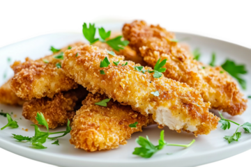 Chicken nugget with golden crust freshly baked at home isolated on transparent background