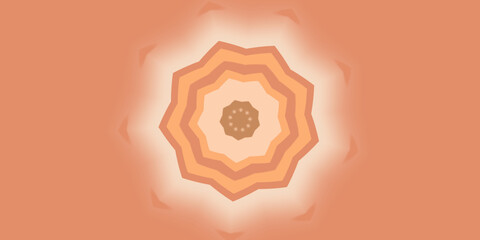 Abstract background Vector Warm Orange, Amber and Brown Tangerine Kaleidoscope Sunburst Design